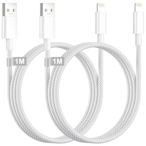 Image of iPhone Charger Cable 1M 2Pack, [Apple MFi Certified] Lightning Cable 1M iPhone Charging Cable USB to Lightning Cable iPhone Fast Charger Cable Lead Wire for iPhone 14/13/12/11 Pro Max/XS/XR/8/SE/iPad