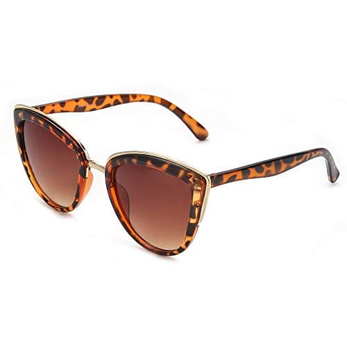 Image of OuShiun Vintage Cat Eye Sunglasses for Women Fashion Oversized Trendy Cateye Sunglasses Classic Style UV Protection