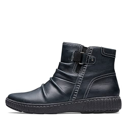Image of Clarks Women's Caroline Orchid Ankle Boot, Black Leather, 5 US