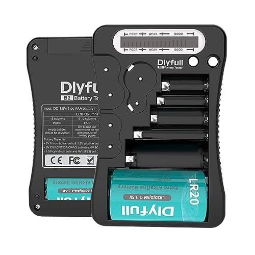 Image of Dlyfull Universal Battery Tester with LCD Display, Multi Purpose Small Battery Checker for AA AAA C D 9V CR2032 CR123A CR2 CRV3 2CR5 CRP2 1.5V/3V Button Cell Batteries