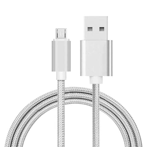Image of iTechCover Braided USB Cable Charging Cord/Charger Power Lead Wire Compatible with BT Video 6000 Baby Unit Baby Monitor/White / (2m / 6.6ft)