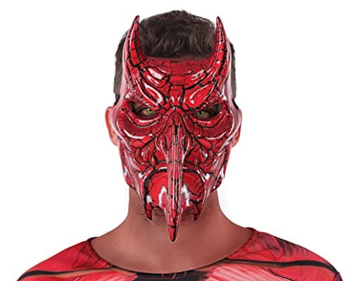 Image of ATOSA red demon mask with horns in rigid pvc for halloween