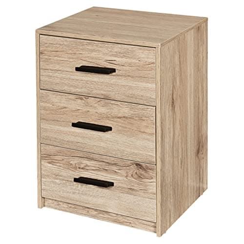 Image of URBNLIVING Oak Wooden Bedroom Furniture Cabinet Chest of Drawers Dressing Table Wardrobe - 3 Draw Cabinet