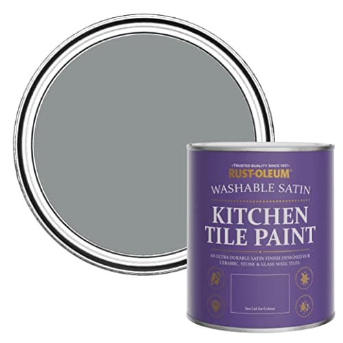 Image of Rust-Oleum Grey water resistant Kitchen Tile Paint in Satin Finish - Anthracite 750ml