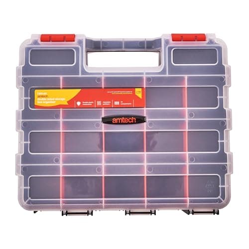 Image of Amtech S6463 Double-Sided Storage Box Organiser, Screw Box, Assortment Box for Hardware, 34 Adjustable Compartments