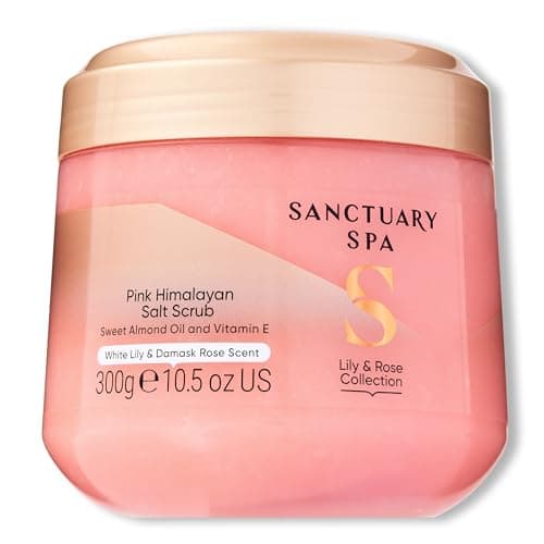 Image of Sanctuary Spa Lily and Rose Salt Body Scrub, Exfoliating Pink Himalayan Salt with Vitamin E and Almond Oil, Vegan and Cruelty Free, 300g