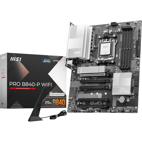 Image of MSI PRO B840-P WIFI Motherboard, ATX - Supports AMD Ryzen 9000/8000 / 7000 Processors, AM5 - DDR5 Memory Boost (8000+ MT/s OC), PCIe 4.0 x16, M.2 Gen4, Wi-Fi 7, 2.5G LAN