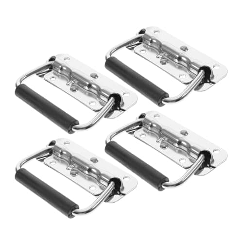 Image of BETOOKY 4 Pcs Stainless Steel Metal Carrying Handles with Comfortable Grip and Folding Design, Universal Replacement Tool Case Handles Suitable for DIY Projects and Tool Cases, Load