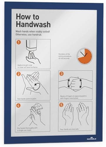 Image of Durable DURAFRAME Self-Adhesive Magnetic Frame | A4 Format In Dark Blue | Pack of 2 Frames | Document Frame for Professional Internal Signage