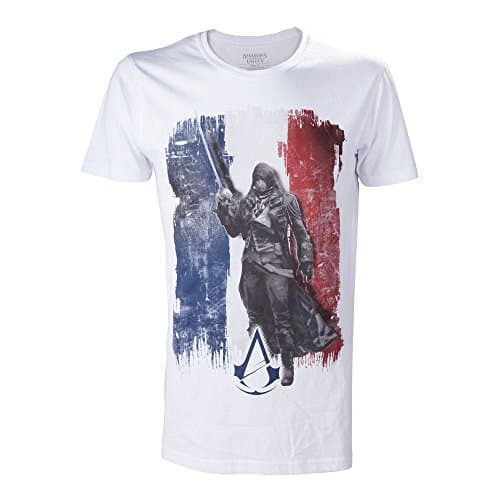 Image of Assassin's Creed Unity French Tricolor Flag T-Shirt for Male (S, White)
