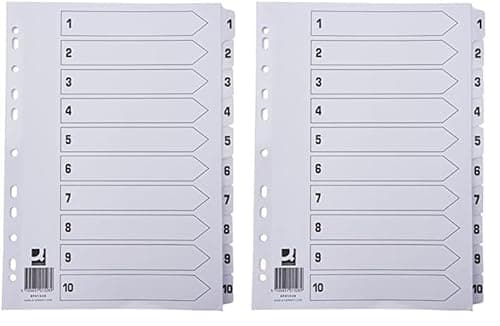 Image of Q-Connect 1-10 Index Multi-Punched Reinforced Board Clear Tab A4 White KF01528 (Pack of 2)