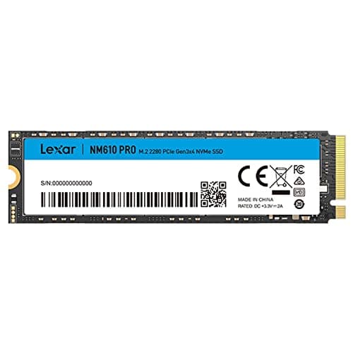 Image of Lexar NM610PRO 500GB SSD, M.2 2280 PCIe Gen3x4 NVMe 1.4, Up to 3300MB/s Reading, 1700MB/s Write, 3D NAND Flash Internal Drives for Notebook, Desktop, PC