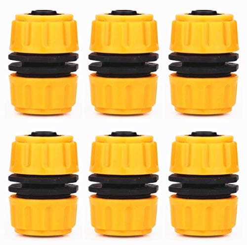 Image of TOPWAYS 6 pack Hose Repair Connector, Quick Fix Extend Connector for 1/2" Graden Hose Pipe (Yellow)