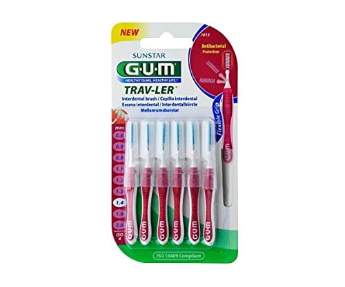 Image of GUM Trav-ler Interdental Brushes 6 pieces ISO 4 pink 1.4mm, pack of 3 (3x 6 pieces)