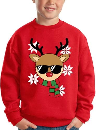 Image of BesserBay Christmas Girls Printed Sweatshirt Ugly Novelty Party Funny Crewneck Jumper Elk Red Unisex 11-12 Years