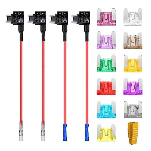Image of AUKENIEN Low Profile Mini Fuse Tap Add A Circuit Micro Fuses Adapter Piggyback Fuses Holder with 2A 3A 5A 7.5A 10A 15A 20A 25A 30A 35A 40A Blade Automotive Fuse for Cars Trucks Boats