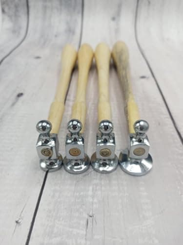 Image of Set of 4 Jewelry Making Chasing Hammers – Flat & Domed Faces (22mm, 25mm, 28mm, 32mm) with Hardwood Handles (22mm)