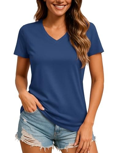 Image of TACVASEN Women's Lightweight T-Shirt UPF 50+ Sun Protection Short Sleeve Shirts Running Walking Top Blue Grey