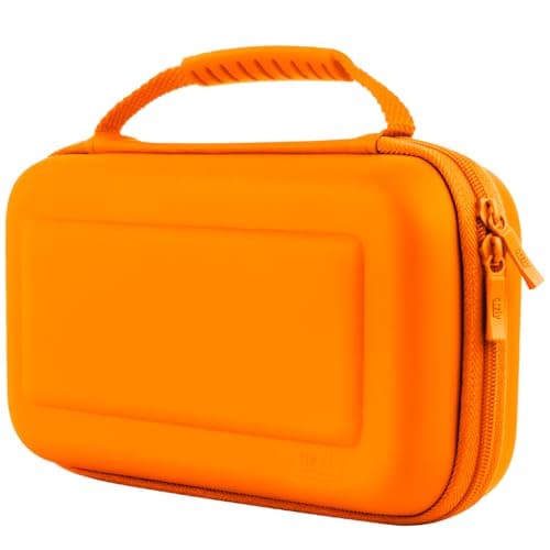 Image of Orzly Carrying case for Nintendo Switch OLED and Switch Console - Orange Protective Hard Portable Travel case Shell Pouch for Nintendo Switch Console & Accessories