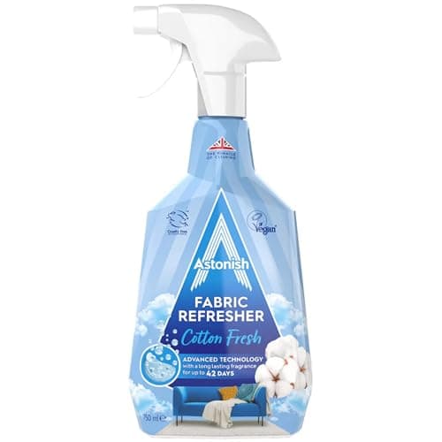 Image of Astonish Fabric Refresher Spray for Freshening Clothes, Curtains, Carpets and Fabrics, Cotton Fresh Scent, 750ml, Blue