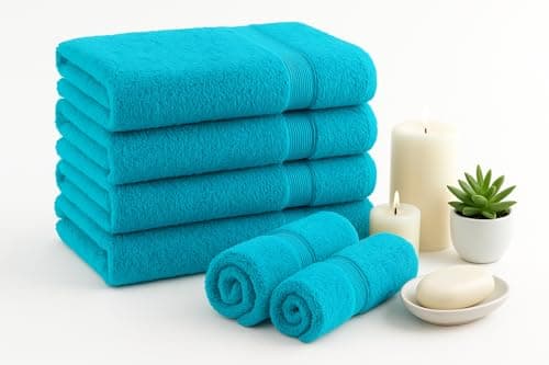 Image of Diamond Tex Egyptian Multicolour Towels - Super Soft Luxury Bath Towels Large - 600 GSM Lint Free Fast Drying Towel for Gym Salon, Spa & Hotel Quality (1, Teal)