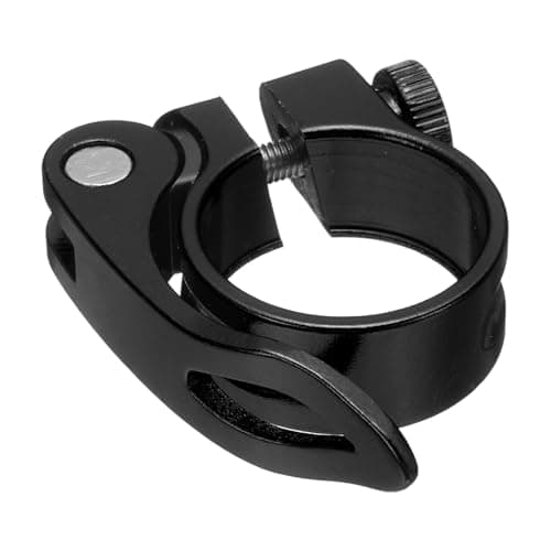 Image of sourcing map Bike Seat Post Clamp 31.8mm Bicycle Clamp Aluminum Alloy Quick Release Seat Post Collar for Diameter 27.2 to 28.6mm Bicycle Mountain Road Bike Tube, Black