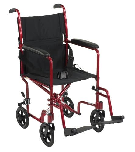 Image of Drive Medical Aluminum Transport Chair, 19", Red