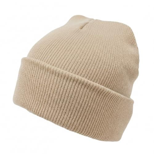 Image of Komonee Beanie Hat Plain Beige Soft Comfortable Casual for Men Women Warm Knitted Winter Woolly Skully Ski Headwear Stretchy Thermal Unisex Cap Perfect for Daily Wear Outdoor Sports and Hiking