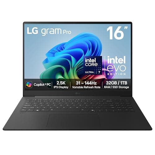 Image of LG gram Pro 16Z90TS - 16 Inch 2.5K IPS Ultra-Lightweight Laptop, Intel Core Ultra 7 258V 47TOPS NPU - EVO Edition, 32GB RAM, 1TB SSD, Windows 11 Home, gram Hybrid AI, Copilot+ PC, Metal Grey (2025)