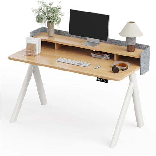 Image of MAIDeSITe Electric Standing Desk 120x60cm, Stable Height Adjustable Desk with Branch-Style Oval Legs, Monitor Stand and Felt Privacy Screen, Ergonomic Stand Up Desk for Home Office-ArborLift