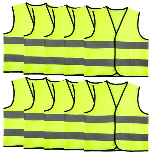 Image of 10 Pcs Kids Hi Vis Vests Child High Visibility Reflective Vest Children Hi Vis Safety Vests with Reflective Strips for Kids Outdoor Activities (L)