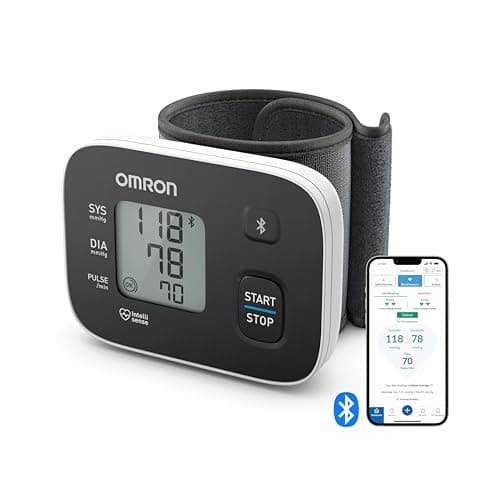 Image of OMRON RS3 Intelli IT Wrist Blood Pressure Monitor for Home Use or on the Go - Clinically Validated Wrist Blood Pressure Machine with Free Smartphone App - Wrist BP Monitor with BP Cuff and 30 Readings