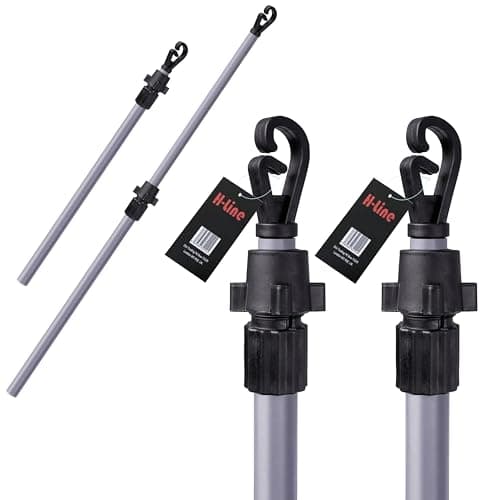 Image of H-line 2 x 2.2m Heavy Duty Line Props Telescopic Washing Line Clothesline Extending Clothes Pole Support Home Garden Dry Drying Airer Galvanised Laundry Extenedable Poles