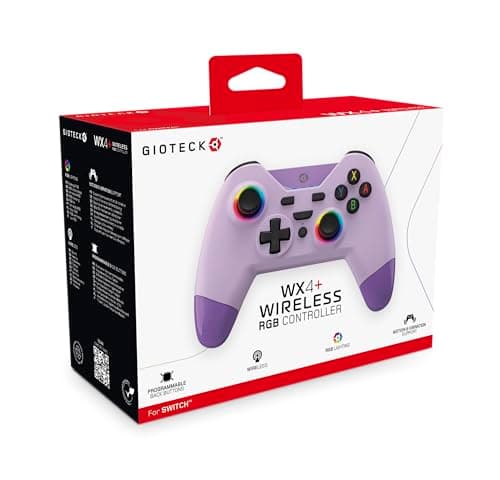 Image of Gioteck WX4+ Wireless Controller for Nintendo Switch - Lavender -with Customisable RGB Lighting and Programmable Back Buttons - Bluetooth Compatible