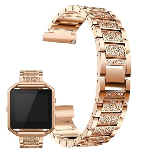 Image of Hemobllo 20mm 22mm Quick Release Watch Strap for Women, Bling Diamond Rhinestone Metal Watch Band, Elegant Jewelry Bracelet Replacement Wristband for Smartwatch, Rose Gold