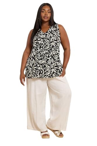 Image of EVANS Curve Floral Pleat Front Jersey Vest Top - Women's - Plus Size Curve