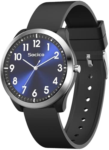 Image of SOCICO Analogue Watch for Women Men, Waterproof Watch for Swimming, Easy Read Quartz Minimalist Wrist Watches with Silicone Strap (Black Blue)