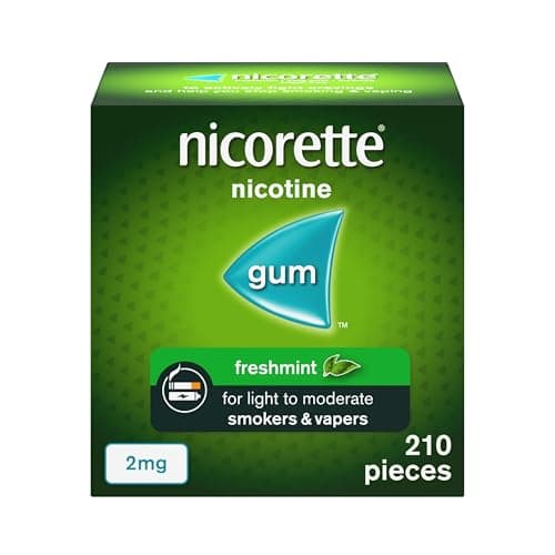 Image of Nicorette Freshmint 2mg Gum (210 Pieces), Discreet Stop Smoking and Stop Vaping Aid to Help you Quit For Good, Tackle Cravings and Withdrawal Symptoms, Freshmint Nicotine Gum (Quit Smoking or Vaping)