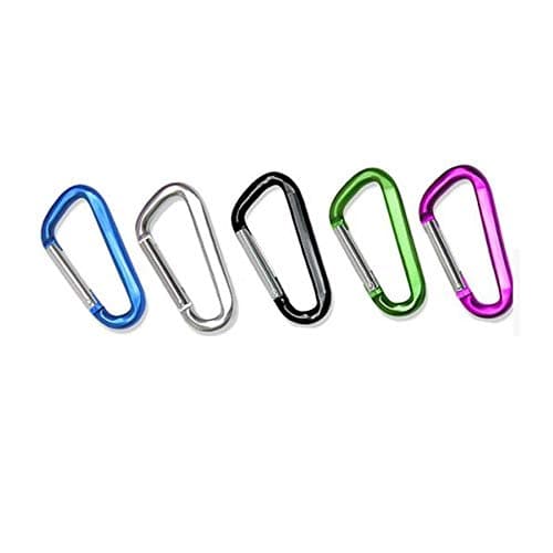 Image of 5 x D Shape coloured Carabiner Clip Snap Hook Small Keyring Camping Karabiner UK