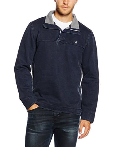 Image of Crew Clothing Men's Padstow Pique Fade Sweatshirt, Blue (Navy), Large
