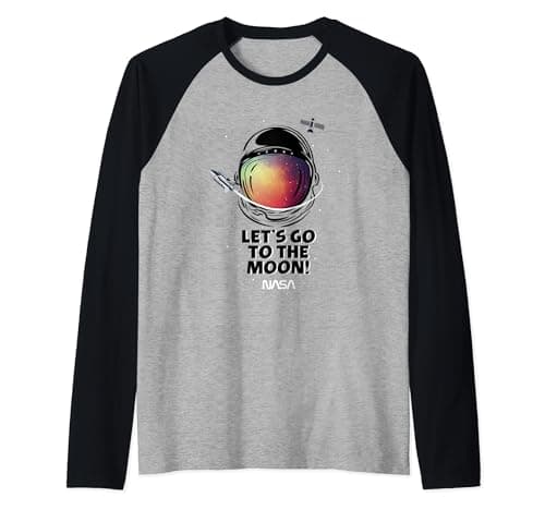 Image of NASA Let's Go To The Moon! Iconic Helmet Big Chest Poster Raglan Baseball Tee
