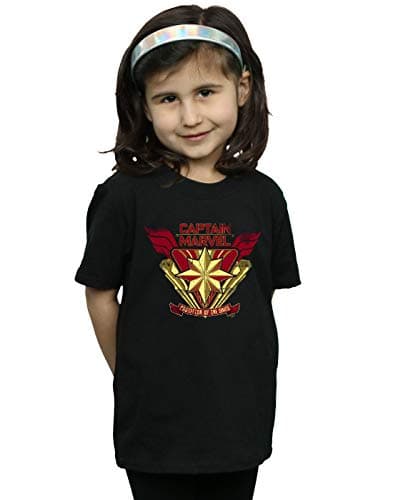 Image of Marvel Girls Captain Marvel Protector of The Skies T-Shirt Black 5-6 Years