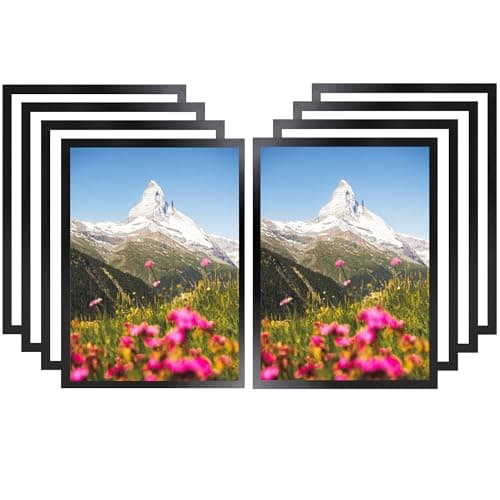 Image of YKUKIZEE 8 PCS A3 Self Adhesive Magnetic Display Frame, Magnetic Picture Frame, Black Magnetic Photo Frames for Wall Poster Notices Document License Certificates Paintings