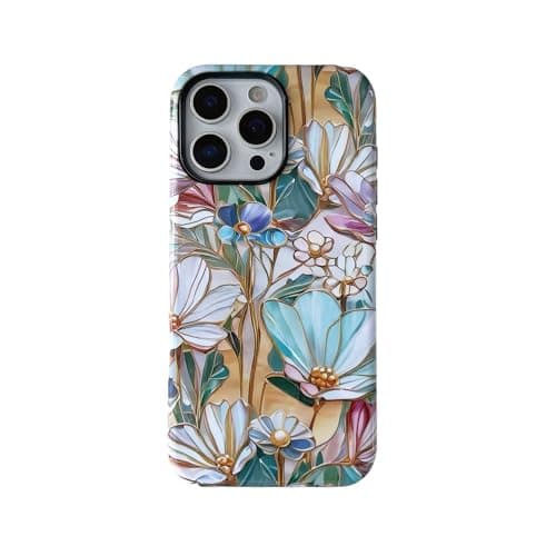 Image of QLTYPRI Flower Case for iPhone 12/12 Pro, Aesthetic Cute Floral Phone Case for Girls Women, Protective Hybrid 2-Layer Hard Shell Silicone Cover Durable Shockproof Phone Cover - Bloom Flower