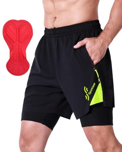 Image of Sportneer Men's MTB Shorts MTB Shorts Padded Bike Shorts for Men, 3D Padded Mountain Cycling Shorts MTB Bike Sports for Outdoor Cycling Black