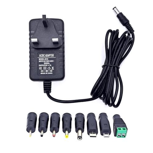 Image of JZK 5V 1A DC Power Supply Adapter, AC 100-240V to DC 5 Volt 1 Amp 1000mA Power Adapter Converter Transformer with 8 Connector DC Plug for 5V LED strip lights, Router, Audio/Video