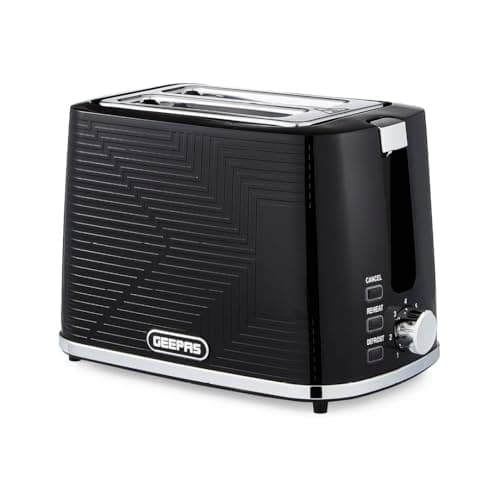 Image of GEEPAS Opus 2 Slice Toaster | 7 Browning Levels Cancel Defrost Reheat | For Thin Small Bread Slice, Removable Crumb Tray Cool Touch Housing High Lift | Space-Saving Design | 2 Yr Warranty 900W Black