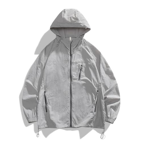 Image of Generisch UV Protection Summer Jacket Women Men Lightweight Thin Hooded Jacket Unisex Breathable Leisure Jacket for Travel Outdoor and Everyday Use, gray, S