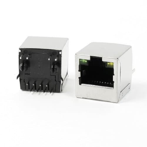 Image of sourcing map 5Pcs RJ45 8P8C PCB Jacks 2 LED Vertical Mount Connectors Ethernet Sockets