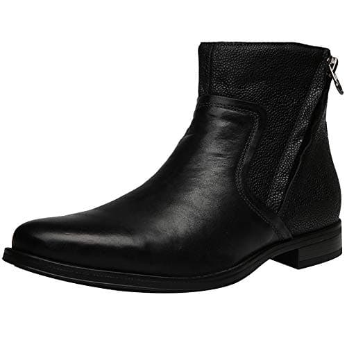 Image of Jamron Men's Genuine Leather Western Vintage Chukka Boots Zip Ankle Boots Black SN01747 UK9